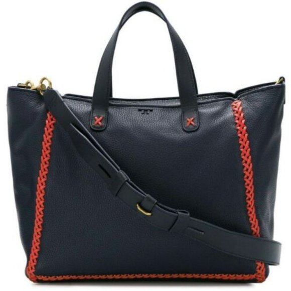Tory Burch Handbags - Tory Burch $595 33007 Softy Whipstitch Medium Leather Tory Navy Tote